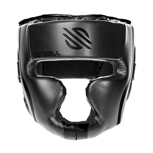 Sanabul Essential Boxing Headgear for Men & Women, Muay Thai MMA Headgear with Protective Padding, Full Face Coverage for Sparring Training, Black, S/M