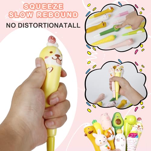 Pipigaty Kawaii Pens Squishies 10pk, gel ink Animals Fun Stationary, Great for Stress Relief, Cute Sponge Pens Set for Students With 20 Refills for Kids Students School Office