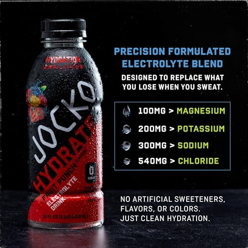Jocko Fuel Hydrate Electrolyte Drinks - Sports Drink Hydration Amplifier, Thirst Quencher - Scientifically Formulated Electrolyte Blend Blue Raspberry 16 Oz (12 Pack)