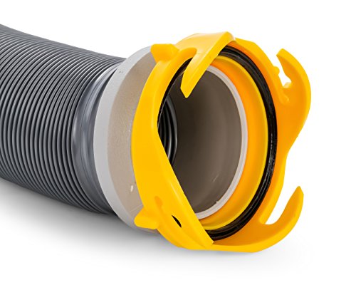 Camco 39665 Deluxe 10' Sewer Hose Extension - Heavy Duty Design with Swivel Fittings, Easy to Use and Compresses for Simple Storage, Storage Caps Included, Gray
