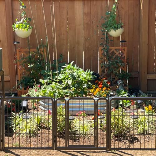 FXW Decorative Garden Fence Panels, Dog Fence for The Yard, Heavy Duty Metal, 32inch High 54ft Long in Total, Black