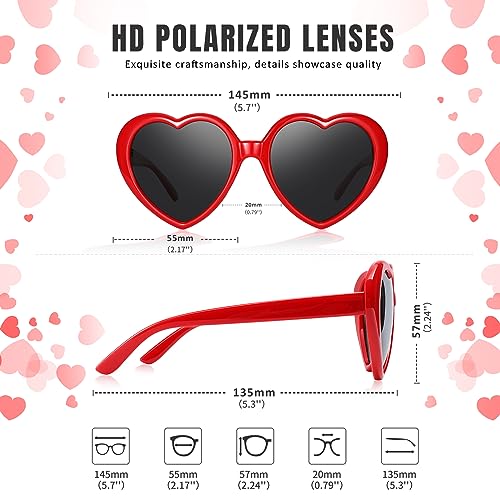 JASPIN Polarized Heart Sunglasses for Women - Trendy Cute Love Shaped glasses Oversized Eyeglasses UV400 Protection