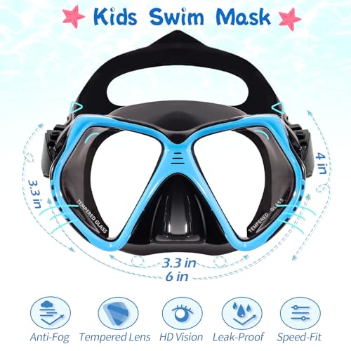 EverSport Kids Swim Goggles with Nose Cover, Swimming Goggles for Kids 6-14, Youth Diving Mask for Child Boys Girls