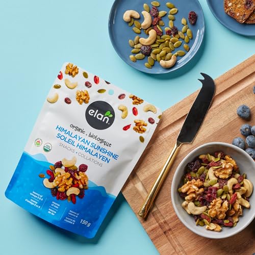 Elan Organic Himalayan Sunshine Mix, Non-GMO, Vegan, Gluten-Free, Kosher, Dried Fruits (Dried Cranberries, Dried Goji Berries), Nuts (Cashews, Walnuts), Pumpkin Seeds, 8 pack of 5.3 oz