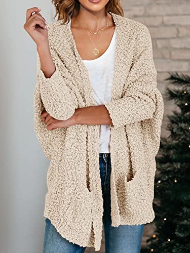 Saodimallsu Womens Fuzzy Cardigan Sweaters Oversized Open Front Long Sleeve Batwing Button Down Sweater with Pockets
