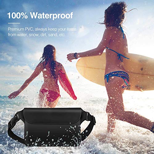 ORIbox 2 Pcs Waterproof Pouch , Zipper Design Perfect for Boating Swimming Snorkeling Kayaking Beach Pool Water Park(Black), D Black Black