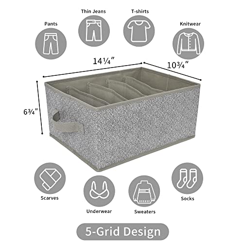 GRANNY SAYS Pants Jeans Organizer for Closet, Wardrobe Clothes Organizer, Clothes Drawer Organizers, Clothing Storage for Tshirts, Pants, Sweaters, Gray, 4-Pack
