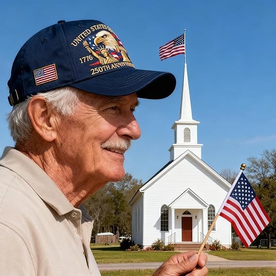 Eagle & Liberty,United States 250th Anniversary Hat,250th Anniversary USA Hat,Bald Eagle Embroidery Patriotic Baseball Cap (A)