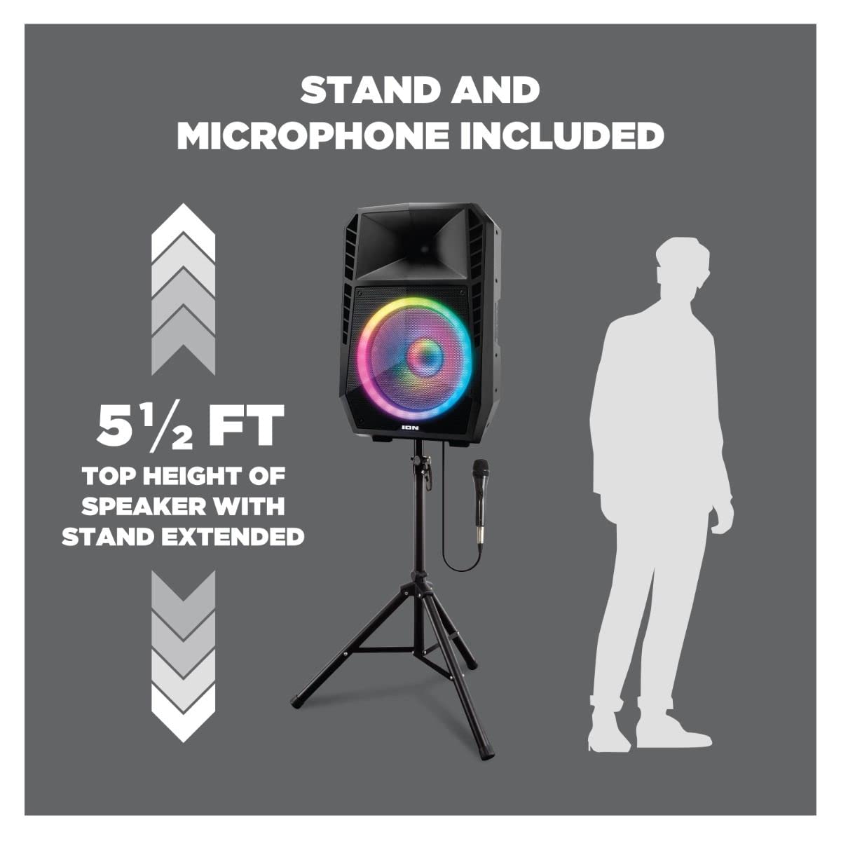 ION Audio Total PA Spartan High-Power Bluetooth Speaker System with Premium Audio, Party Lights and Microphone (Renewed)