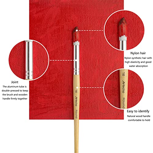 Artecho 24 PCS Paint Brushes for Acrylic Painting, Acrylic Paint Brushes for Oil, Watercolor, Acrylic, Gouache and Canvas Painting
