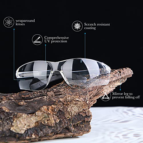 Queekay 50 Pcs Safety Glasses Impact UV Scratch Glasses Bulk Eye Protection for Men Working Lab Construction Science(Clear)