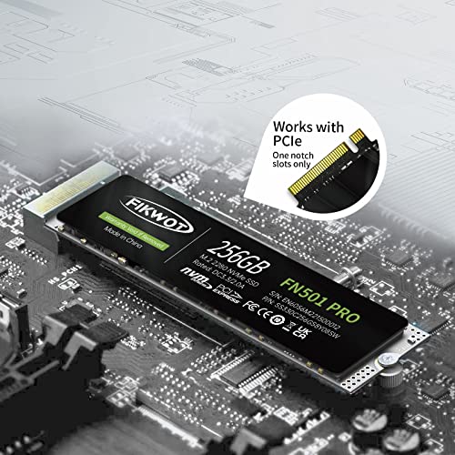 Fikwot FN501 Pro 256GB NVMe SSD - M.2 2280 PCIe Gen3 x4 Internal Solid State Drive with Graphene Cooling Sticker, Up to 3,500MB/s, SLC Cache 3D NAND TLC, Compatible with Laptop & PC Desktop