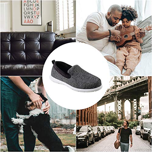 isotoner Men's Zenz Lightweight Moccasin Slipper, Slip-on Shoe, Hatch Knit-Black, 8