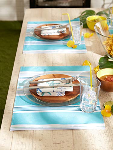DII 100% Polyester, Spill proof and Waterproof, Machine Washable, Outdoor Tablecloth With Zipper and Umbrella Hole, 60x120", Warm Summer Stripe, Seats 10 to 12 People (CAMZ34859)