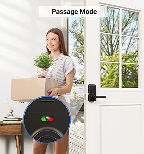 Veise Smart Lock, Keyless Entry Door Lock with Handle, APP Control Fingerprint Door Lock, 7-in-1 Smart Locks for Front Door, Electronic Digital Lock with Keypad, Front Door Lock Set, Matte Black