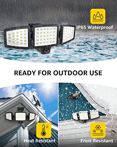 Lepro Solar Lights for Outside, WL5000 Motion Activated Security Lights, Separate Solar Panel, 3 Adjustable Head 270° Wide Lighting Angle, IP65 Waterproof Wall Lamp for Porch Yard Garage