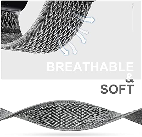 3-Pack Elastic Nylon Bands Compatible with Fitbit Charge 6/ Charge 5, Breathable Adjustable Replacement Stretchy Nylon Loop Wristband Sport Strap for Women Men, 301