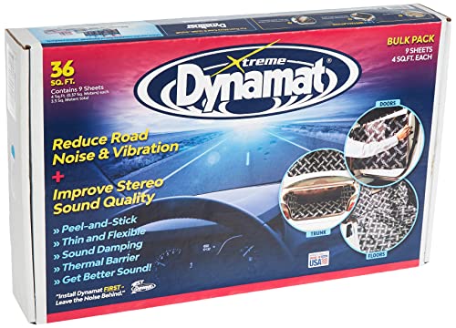 Dynamat Xtreme Sound Deadening Car Insulation Bulk Pack – Noise Dampening Kit for Floor, Doors, Panels, Hood, Engine or Trunk – Easy Self Adhesive Install – 9 Sheets 18”x32” Each, 36 sq ft total
