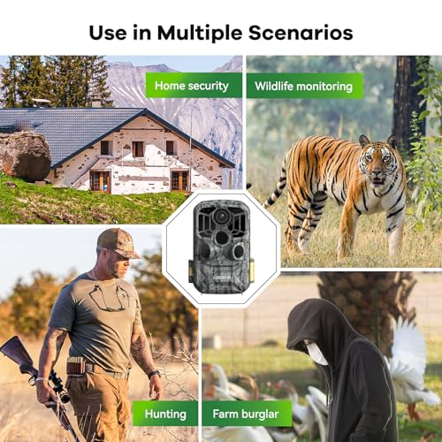 DEATTI Trail Camera 48MP 4K Game Camera with 8 Batteries & 32G SD Card,Bluetooth Connection,No Glow Night Vison Motion Activated Waterproof for Wildlife Deer Outdoor 0.1s Trigger Time