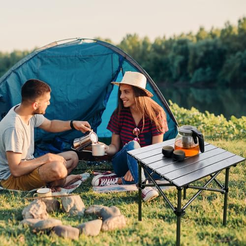 Opliy Folding Camping Table,Portable Table for 1-2 Persons -Collapsible Table Lightweight with Carry Bag for Camping, Hiking, Picnics, BBQs, Beach Trips & Tailgating(16.5 inch).