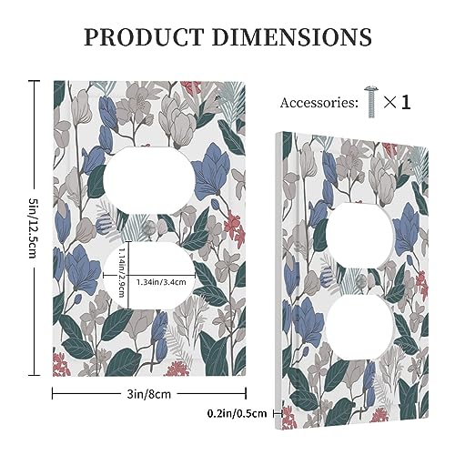 Boho Wild Flowers Farm Floral 4 Gang Rocker Decora Light Switch Cover Decorative Outlet Covers Wall Plate Electrical Faceplate Switchplate GFCI for Bathroom Home Living Room Decor