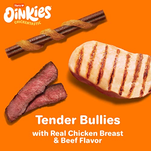 Hartz Oinkies Tender Bullies with Real Chicken Breast & Real Beef Bully Stick Flavor, Highly Digestible and Rawhide-Free, 20 Count