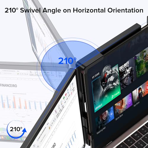 UPERFECT Laptop Screen Extender, 2K 14" 360°Unique Swivel Hinge w/ 180° Automatic Rotation, 2240x1400 QHD IPS Portable Monitor for 13"-17'' Laptops, Plug & Play Compatible with Mac, Wins, Android, Dex