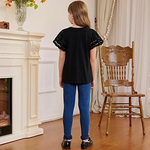 blibean Young Girl Long Sleeve Shirt Little Kid Fall Top Blouse Dress Clothing Age 10T-11T (Size 10-11 Year) Black
