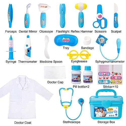 Liberry Toy Doctor Kit for Toddlers 3-5 Years Old Boys Girls, 30 Pcs Kids Doctor Playset Gift, Pretend Play Medical Set with Stethoscope, Doctor Role Play Dress Up Costume