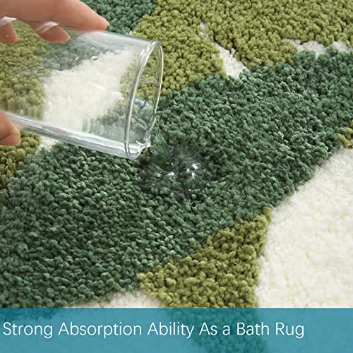 ZebraSmile 16 X 24 in Small Bathroom Rugs Green Leaves Microfiber Bath Mat Water Absorbent Bathroom Rug with Non Slip Back for Wash Basin Shower Floor Bedroom Doormat