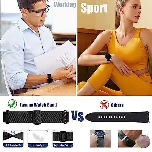 Easuny 22mm Watch Bands Compatible for Samsung Galaxy Watch 3 45mm Band/Galaxy Watch 46mm/Gear S3 Frontier, Stretchy Adjustable Elastic Nylon Woven Loop Wristband for Men Women, Army Green