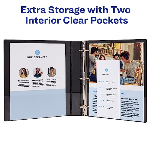 Avery Economy Showcase View 3 Ring Binder, 1 Inch Slant Rings, 1 Black Binder (19600)