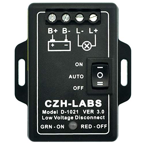 CZH-LABS LVD Low Voltage Disconnect Module. 12V / 30Amp Black ABS Panel Mount Terminal Block