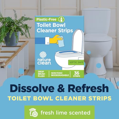 Nature Clean Non-Toxic Toilet Bowl Cleaners Strips 36 count, Plastic-Free Packaging, Natural Toilet Cleaner Septic Safe, Refresh Toilets & Bathroom. No Splash