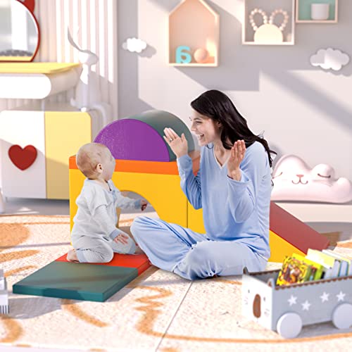 XJD PU Leather Foam Climbing Blocks for Toddlers, Soft Play Climbing for Toddlers, Single Tunnel Climber,Climb and Crawl Activity Playset, Indoor Crawling Gym Equipment for Toddler (Assorted)