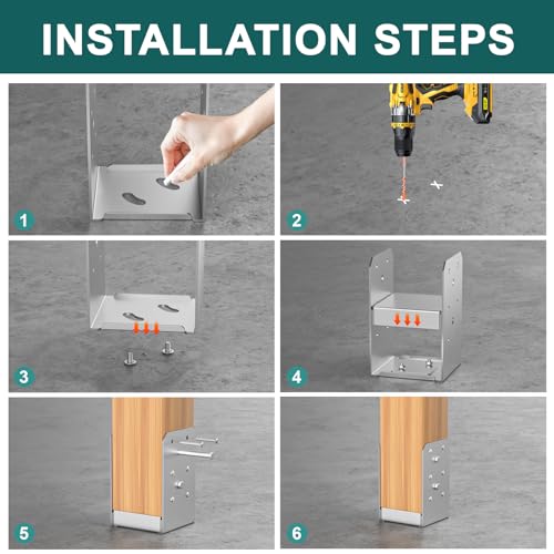 SPACEEUP 4x4 Post Base 2 Pcs, Internal 3.5" x 3.5" Post Anchor Adjustable Post Base Stainless Steel Concrete Post Anchor for Pavilion Deck Railing Support Decorative Anchor Plate