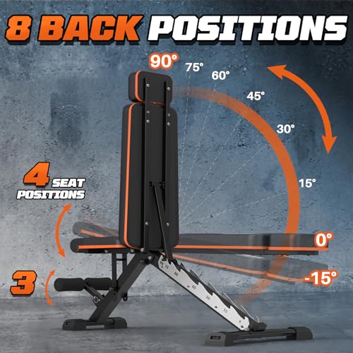 Lusper 800lb Upgraded Adjustable Weight Bench, Foldable Strength Training Bench for Full Body Workout (Black)