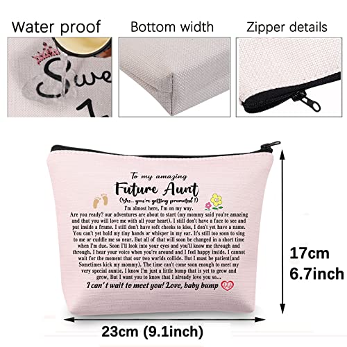 CMNIM Future Aunt Gifts Aunt Announcement Gifts New Aunt Makeup Bag Auntie To Be Gifts Aunt Cosmetic Bag (Future Aunt Makeup Bag)