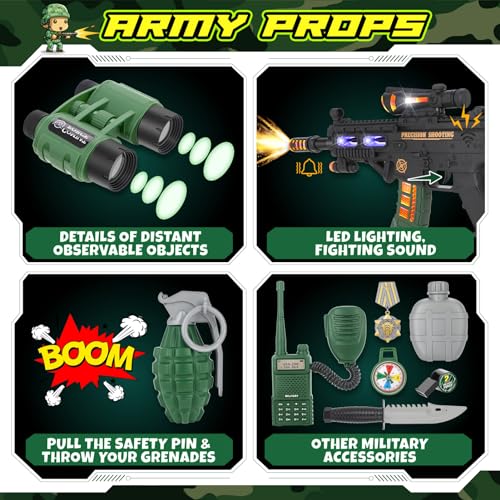 GIFTINBOX Kids Army Costume For Boys Military Soldier Costume with Army Toys,Dress Up Boys Costume Halloween Costumes for Kids Boys 3-4…