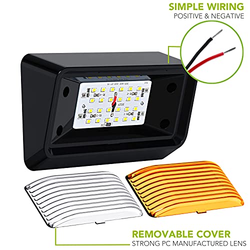 Leisure LED RV Exterior Porch Utility Light - 12v 280 Lumen Lighting Fixture. Replacement Lighting for RVs, Trailers, Campers, 5th Wheels. Black Base, Clear and Amber Lens Included (Black, 1-Pack)