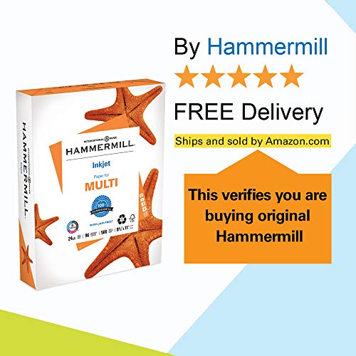 Hammermill Printer Paper, Multipurpose Inkjet Paper 24 lb, 8.5 x 11 - 1 Ream (500 Sheets) - 96 Bright, Made in the USA, 105050R