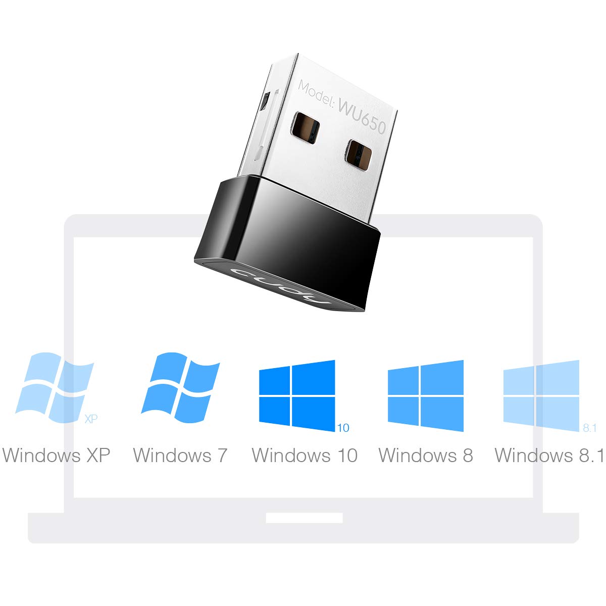 Cudy AC 650Mbps USB WiFi Adapter for PC, 5GHz/2.4GHz Wireless Dongle, WiFi Wireless Adapter for Laptop - Nano Size, Compatible with Windows XP / 7/8.x /10/11, Mac OS