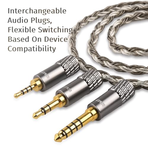 FAAEAL CVJ Earphone Upgrade Cable with 2PIN 0.78mm,OFC Silver-Plated Headphone Wire,2.5/4.4/3.5mm Swappable Plug Earbuds Line for BLON TANGZU 7HZ Kinera Celest Pandamon (0.78mm+2.5/3.5/4.4mm Plugs)