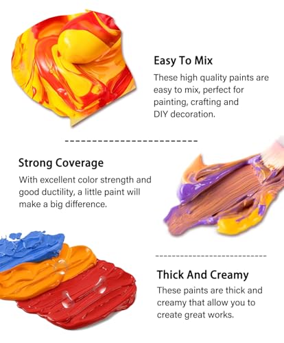 Colorful Permanent Fabric Paint, 14 Colors Soft Fabric Paint in Bottles (30ml/1oz) with Brushes, Palette, Non-Toxic Textile Paint for Creative DIY Clothes, T-Shirts, Shoes Art and Crafts