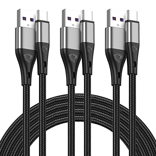 Short USB Type C Cable,3pack 1ft Premium Nylon Braided Fast Charging 3A Rapid Charger Quick Cord,Type C to A Cable Compatible for Samsung Galaxy S21 S20 S10 S9 S8 Plus,Note 20 10 9 8, LG V50 V40 G8 G7