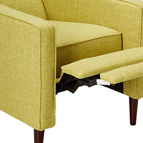 Christopher Knight Home Mervynn Mid-Century Modern Fabric Recliner, polyester, Muted Green / Dark Espresso