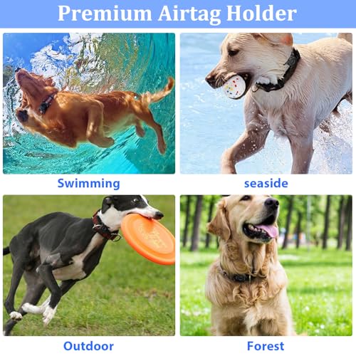 FILOTO Airtag Dog Collar Holder Case 2 Pack for Apple Air Tag, IP68 Waterproof & Aviation PC Material 360° Protect Your Cat Dog GPS Tracker