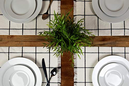 Sticky Toffee Woven Cotton Placemats Set of 4, Cream Farmhouse Plaid, 14 x 19 in, Washable Table Mats for Kitchen or Dining Table