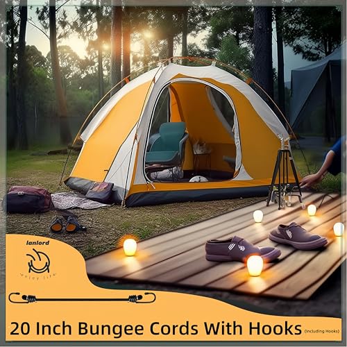 Lanlord Latex Black Heavy Duty Outdoor 20 Inch Bungee Cords with Hook Bungee Straps 2Pcs20inch