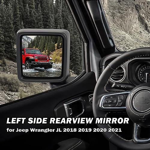 MOFOAP Driver Side Mirror for 2018-2023 Jeep Wrangler JL/2020 2021 2022 2023 Gladiator JT,Mirror Assembly with Heated,Manual Folding Without Turn Singal/Blind Spot,Replace 68281890AE 68281890AB